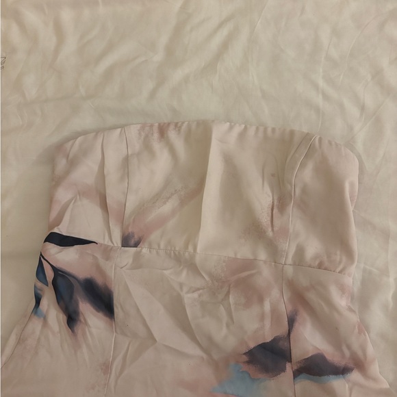 Abercrombie & Fitch Strapless Midi Dress in White with Blue and Purple Floral - Picture 7 of 11